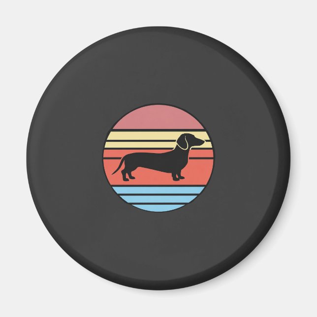 Retro-Dackel-Sonnenuntergangs-Vektor Magnet (Vorne)