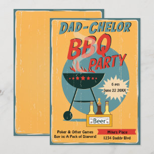 Retro Dad-Chelor BBQ-Party Baby Shower Einladung