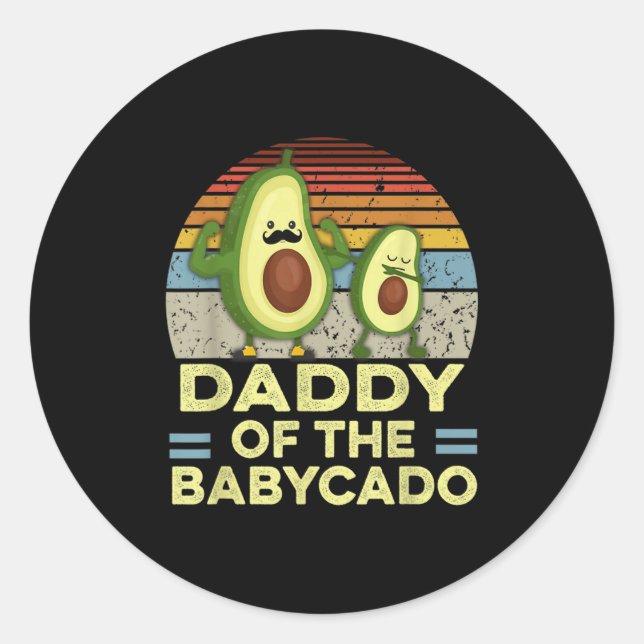 Retro Daddy Of The Babycado Avocado Cute Family  Runder Aufkleber (Vorderseite)