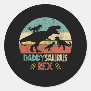 Retro Daddy Saurus Rex Dinosaur-Vater Humor-Gesche Runder Aufkleber