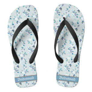 Retro Dainty Pastel Florals Wedding Bridesmaid Flip Flops