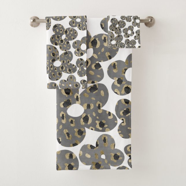 Retro Daisies Animal Print Glam #1 #retro #Blume Badhandtuch Set (Insitu)
