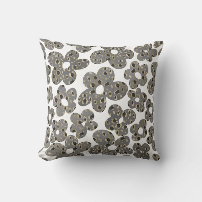 Retro Daisies Animal Print Glam #1 #retro #Blume Kissen (Vorderseite)