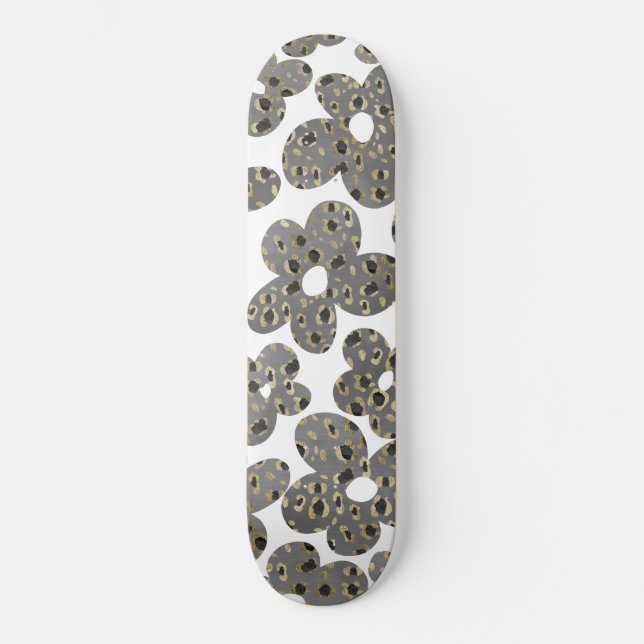 Retro Daisies Animal Print Glam #1 #retro #Blume Skateboard (Vorderseite)