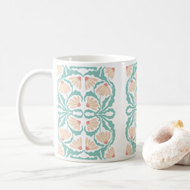 Retro Daisies Birth Flower April Kaffeetasse (Mit Donut)