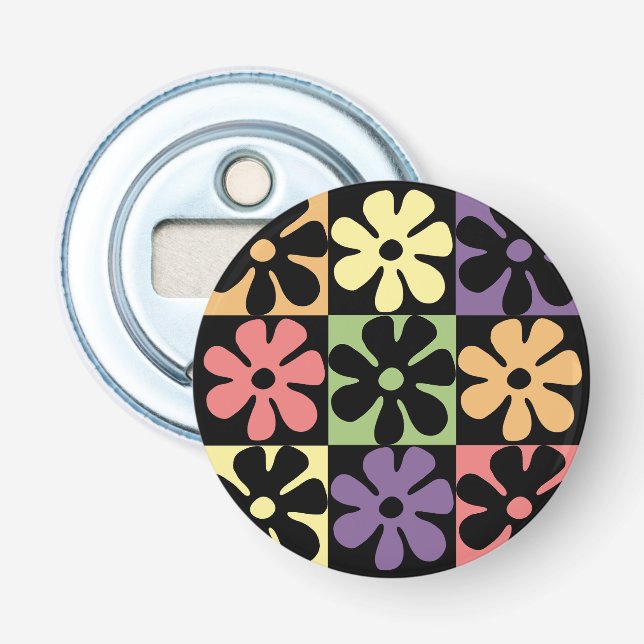 Retro Daisies der 1970er Flaschenöffner (Vorderseite)