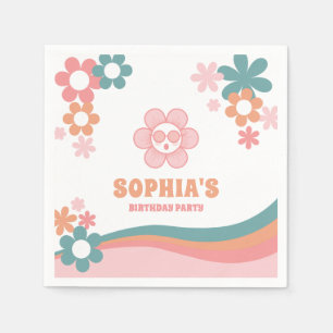 Retro Daisies Geburtstagsparty Serviette