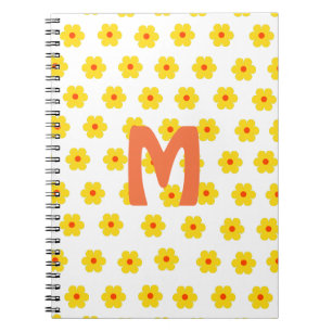 Retro Daisies Gelbe und Orange und Weiße Blume Notizblock