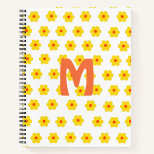 Retro Daisies Gelbe und Orange und Weiße Blume Notizbuch