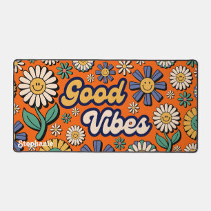 Retro-Daisies Groovy 70er Jahre Good Vibes Name Sc Schreibtischunterlage