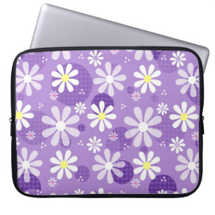 Retro Daisies Lila Gingham Circles Laptopschutzhülle