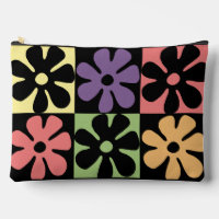 Retro Daisies Multicolor Cosmetic Bag der 1970er J