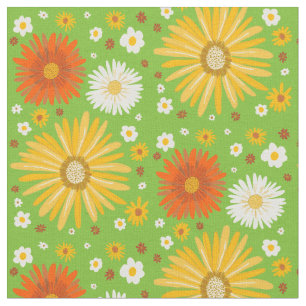 Retro Daisies Muster Grün Stoff