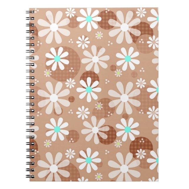 Retro Daisies und Brown Polka Dots Notizblock (Vorderseite)