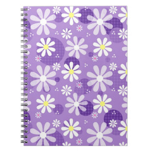 Retro Daisies und Lila Polka Dots Notizblock