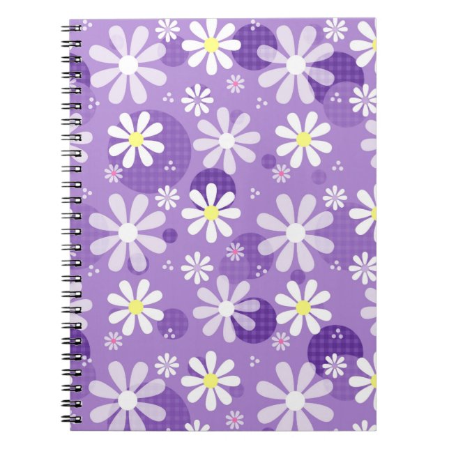 Retro Daisies und Lila Polka Dots Notizblock (Vorderseite)