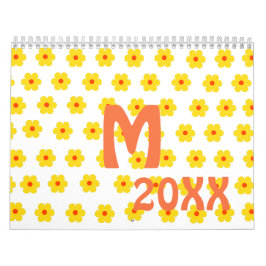 Retro Daisies Yellow floral botanisches Muster Kalender