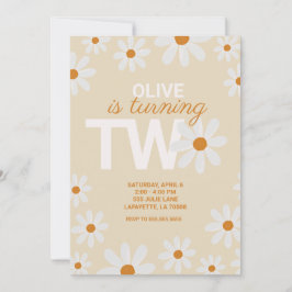 Retro Daisy 2. Geburtstagsparty Einladungen