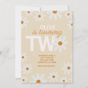 Retro Daisy 2. Geburtstagsparty Einladungen