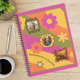 Retro Daisy 3 Foto Horse Pet Collage und Name Notizbuch