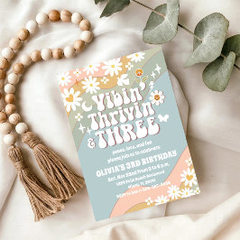 Retro Daisy 3. Geburtstagseinladung Einladung