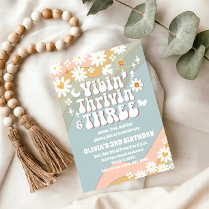 Retro Daisy 3. Geburtstagseinladung Einladung