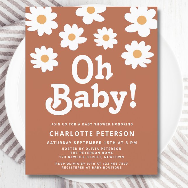 Retro Daisy Baby Dusche Einladung (Von Creator hochgeladen)