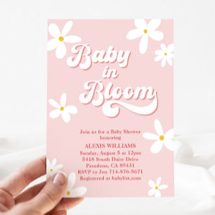 Retro Daisy Baby Shower Baby in Bloom Einladung