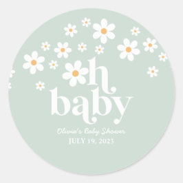 Retro Daisy Baby Shower Classic Round Sticker