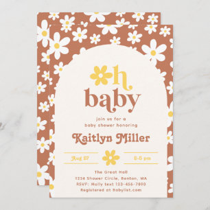 Retro Daisy Baby Shower Einladung Retro Baby