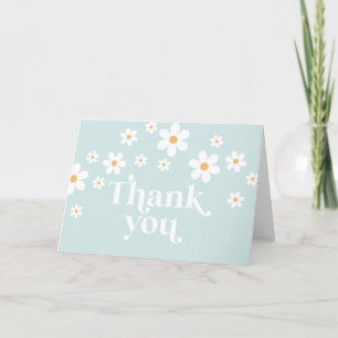 Retro-Daisy blaue Boho-Dankeskarten Dankeskarte