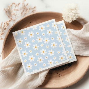 Retro Daisy Blue Paper Teller Serviette