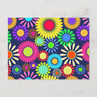Retro Daisy Blume 60er Oberflächenmuster Postkarte