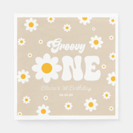 Retro Daisy Blume Groovy 1. Geburtstag Party Serviette