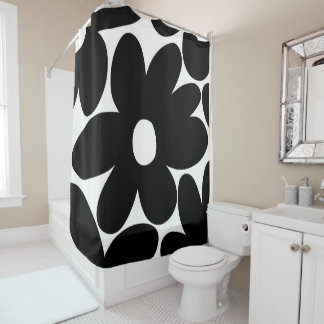 Retro Daisy Blume in Schwarz und Weiß #1 #floral  Duschvorhang