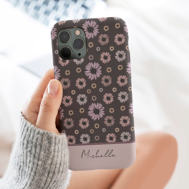 Retro Daisy Blume Personalisiert mit Name Floral Case-Mate iPhone Hülle (Von Creator hochgeladen)