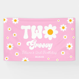 Retro Daisy Blume Two Groovy 2. Geburtstagsjubiläu Banner