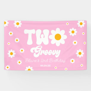 Retro Daisy Blume Two Groovy 2. Geburtstagsjubiläu Banner