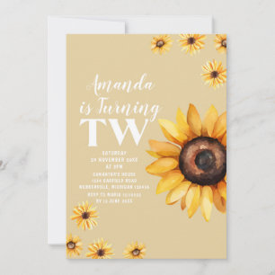 Retro Daisy Blume Zweiten Geburtstag Sonnenblumen Einladung