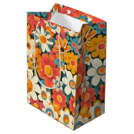 Retro-Daisy-Blumen-Geschenktasche Mittlere Geschenktüte