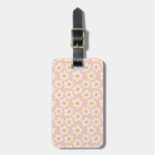 Retro-Daisy-Blüten auf rosa Hintergrund Gepäckanhänger