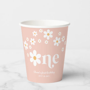 Retro daisy boho 1. Geburtstag Pappbecher