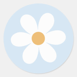 Retro daisy boho blau runder aufkleber