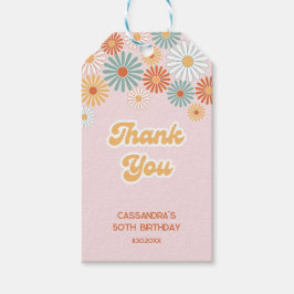 Retro Daisy Boho Groovy Floral Birthday Geschenkanhänger