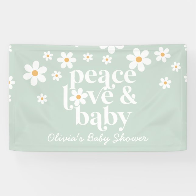 Retro Daisy boho Peace Liebe Baby Showbanner Banner (Horizontal)