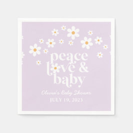 Retro Daisy boho Peace Liebe Baby Shower lilac Serviette