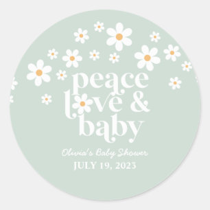 Retro Daisy boho Peace Liebe Babydusche Runder Aufkleber