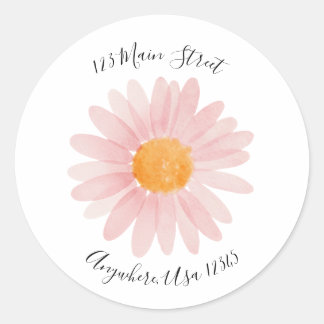 Retro daisy boho return address label runder aufkleber