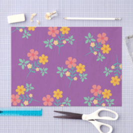 Retro Daisy Bouquet Muster in Lila Seidenpapier