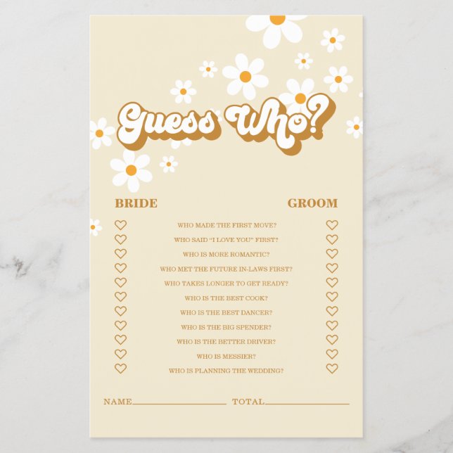 Retro Daisy Brautparty Game Flyer (Vorne)